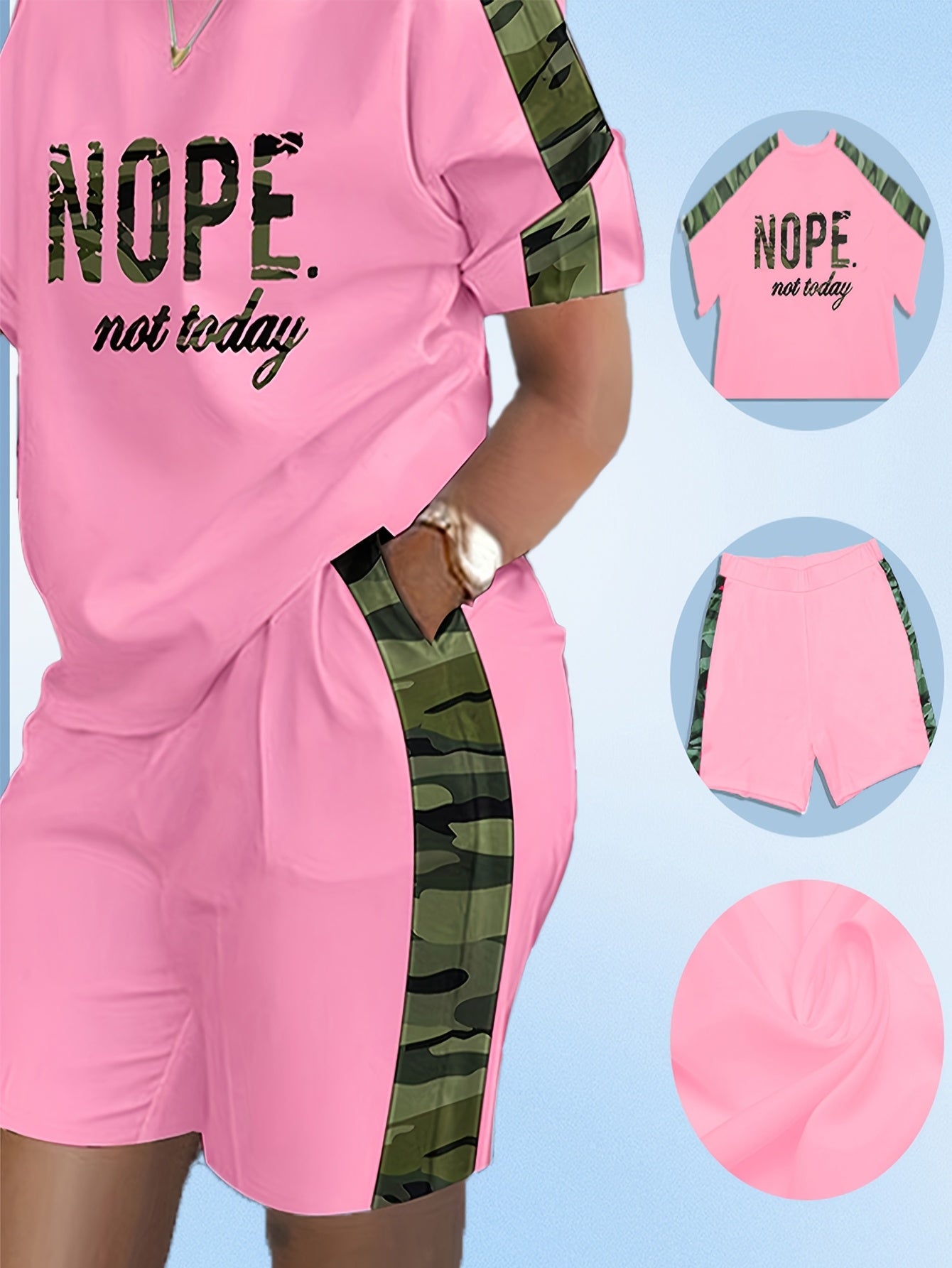 Women's Two-Piece Outfit Set - Graphic Print – Sizes 0XL–5XL – White option – view 2