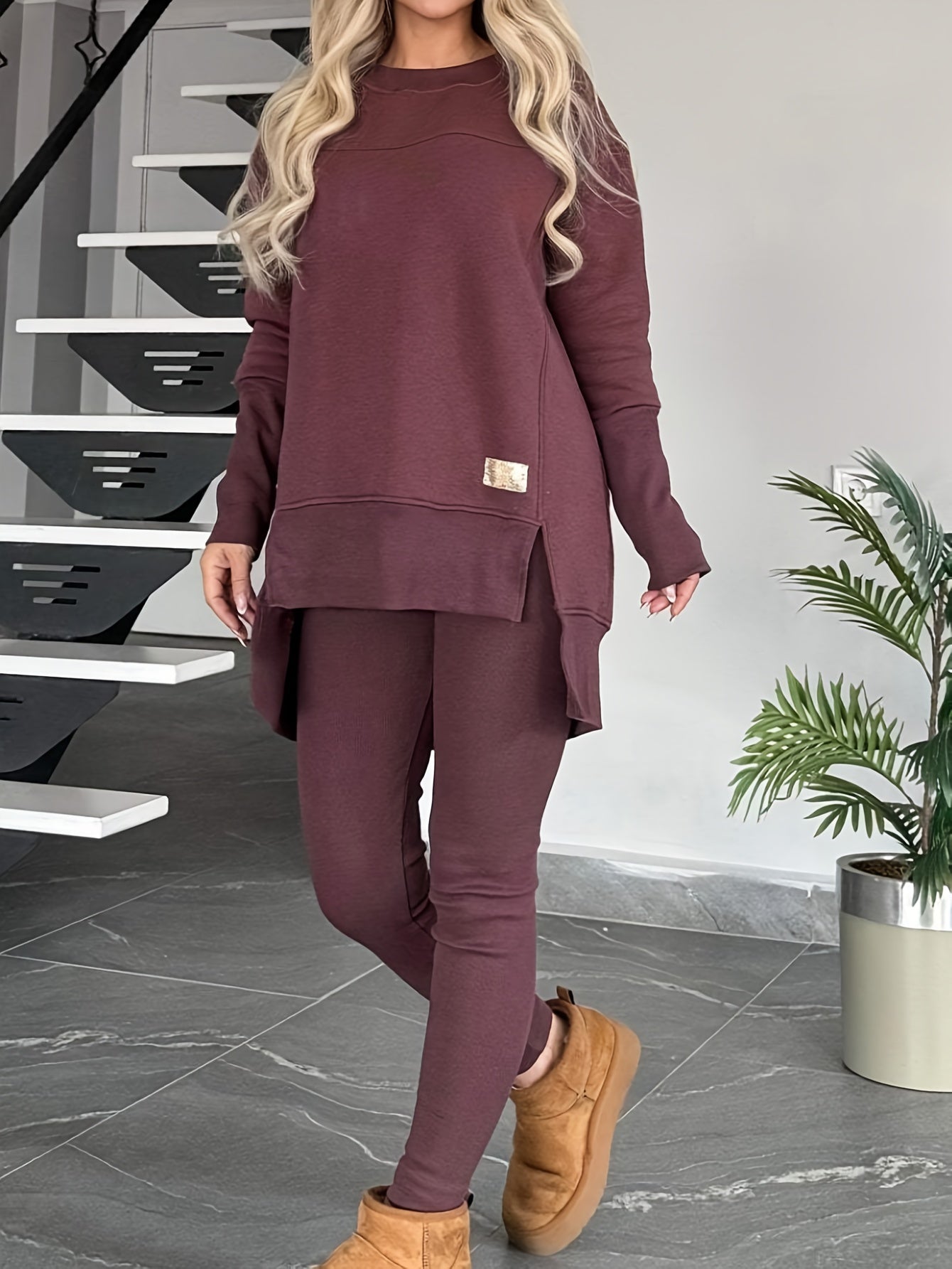 Women's Two-Piece Outfit Set - Lace Detail detail view