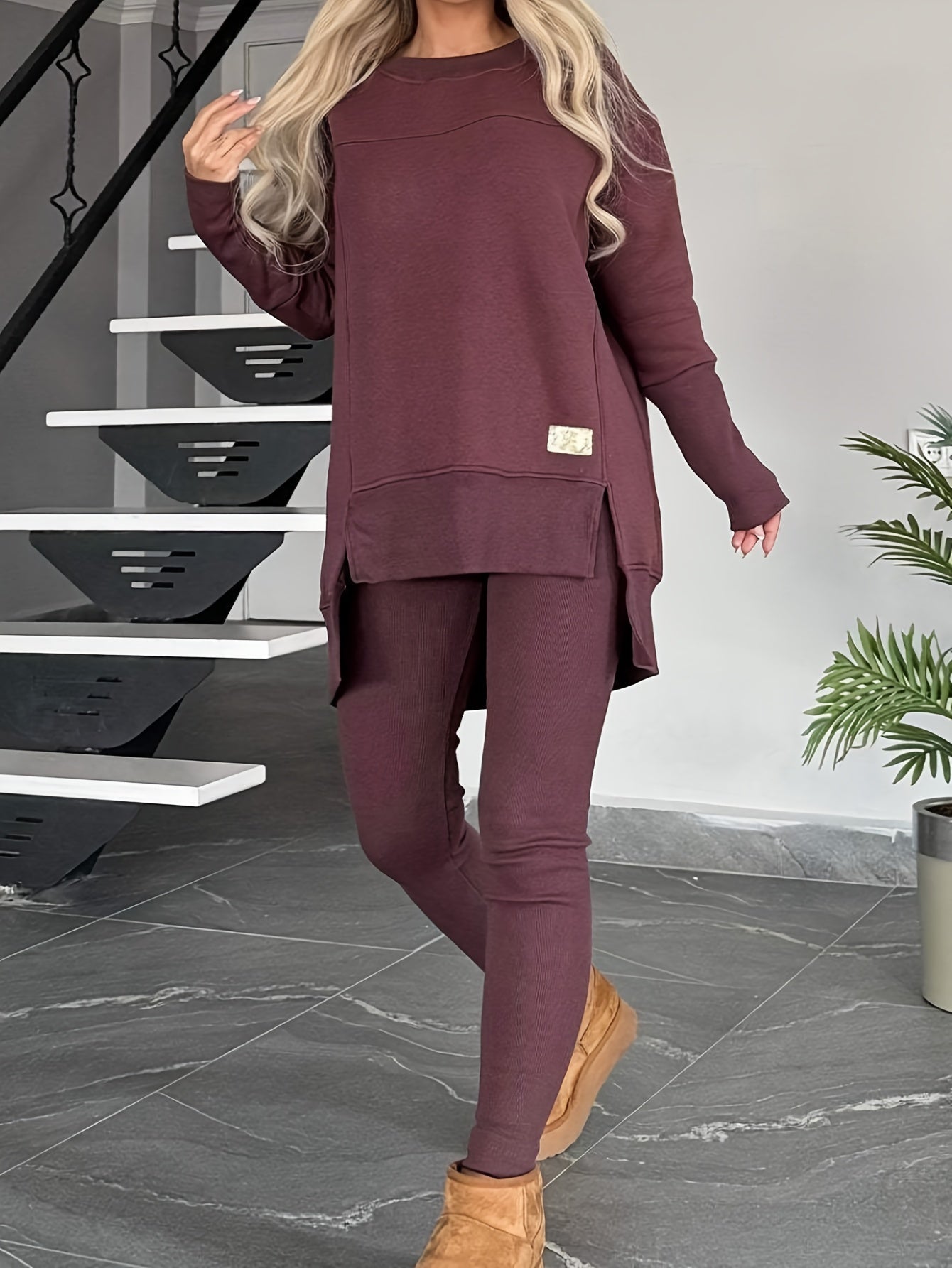 Women's Two-Piece Outfit Set - Lace Detail detail view
