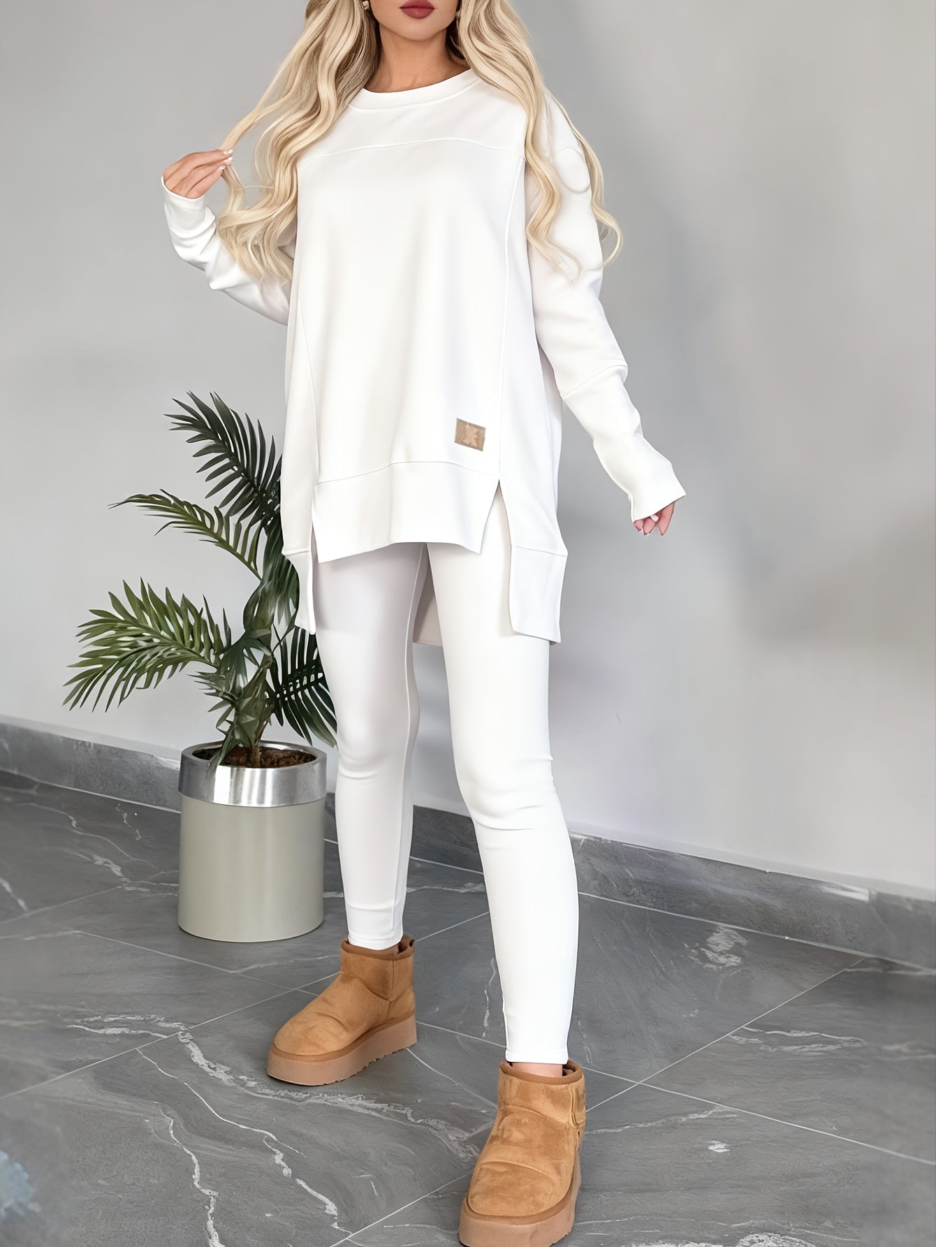 Women's Two-Piece Outfit Set - Lace Detail detail view