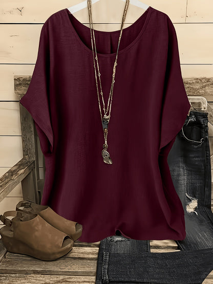 Women's Two-Piece Outfit Set - Short Sleeve – Brown & Wine Red / Brown & Gray detail view