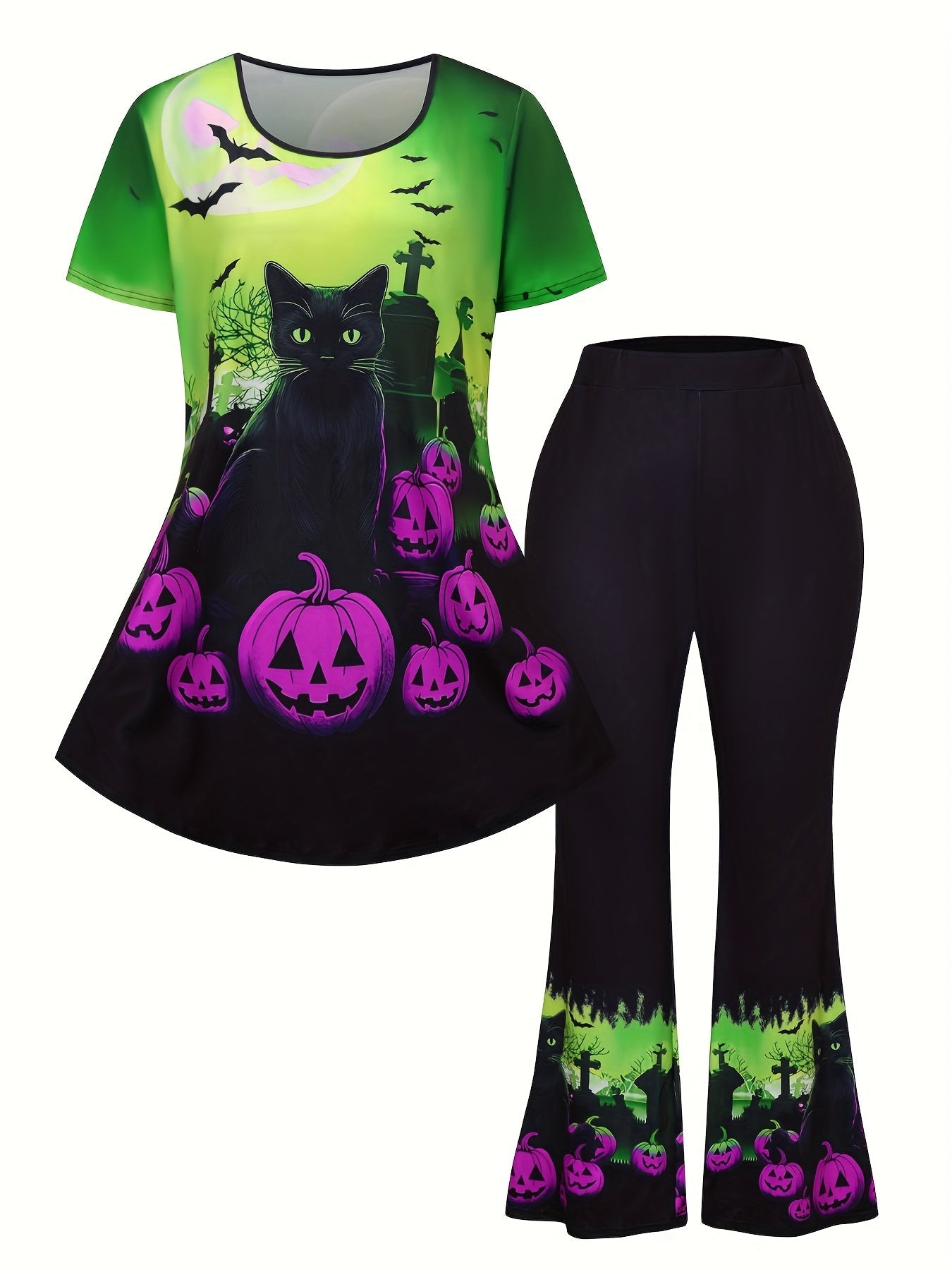 Women's Two-Piece Outfit Set - Short Sleeve – Multicolor Colorway 67685 – main product image