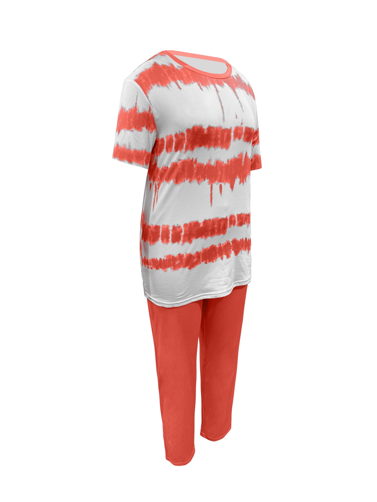 Women's Two-Piece Outfit Set - Short Sleeve – Peach / Black – view 11