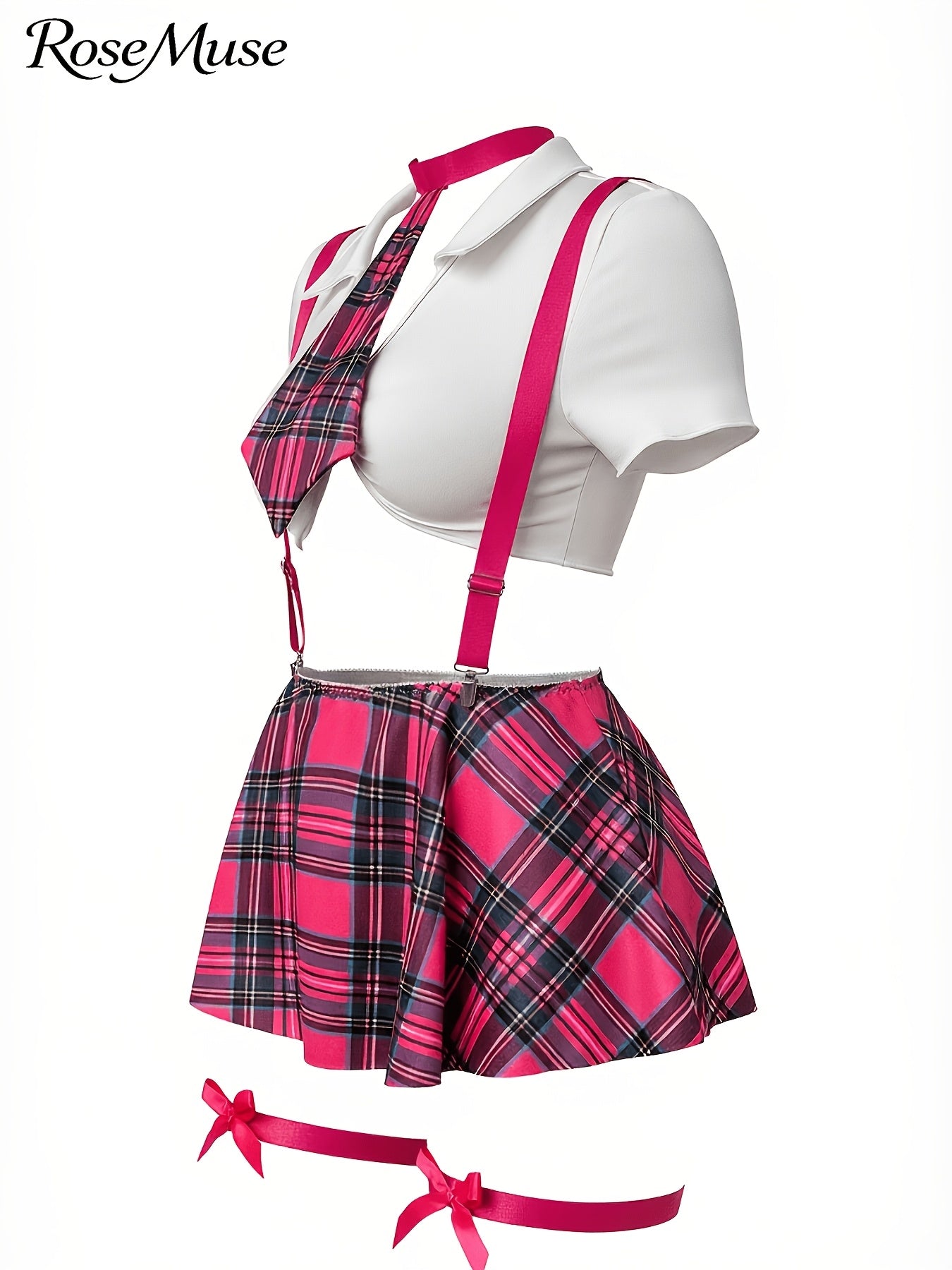 Women's Two-Piece Outfit Set - Short Sleeve – Red / Green – view 4