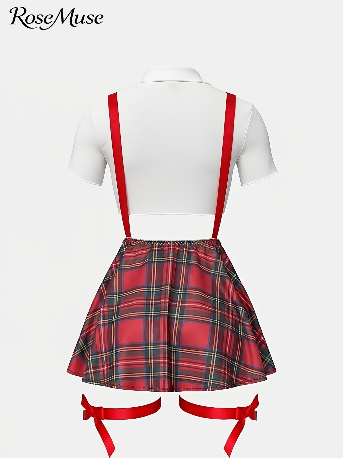 Women's Two-Piece Outfit Set - Short Sleeve – Red / Green – view 8