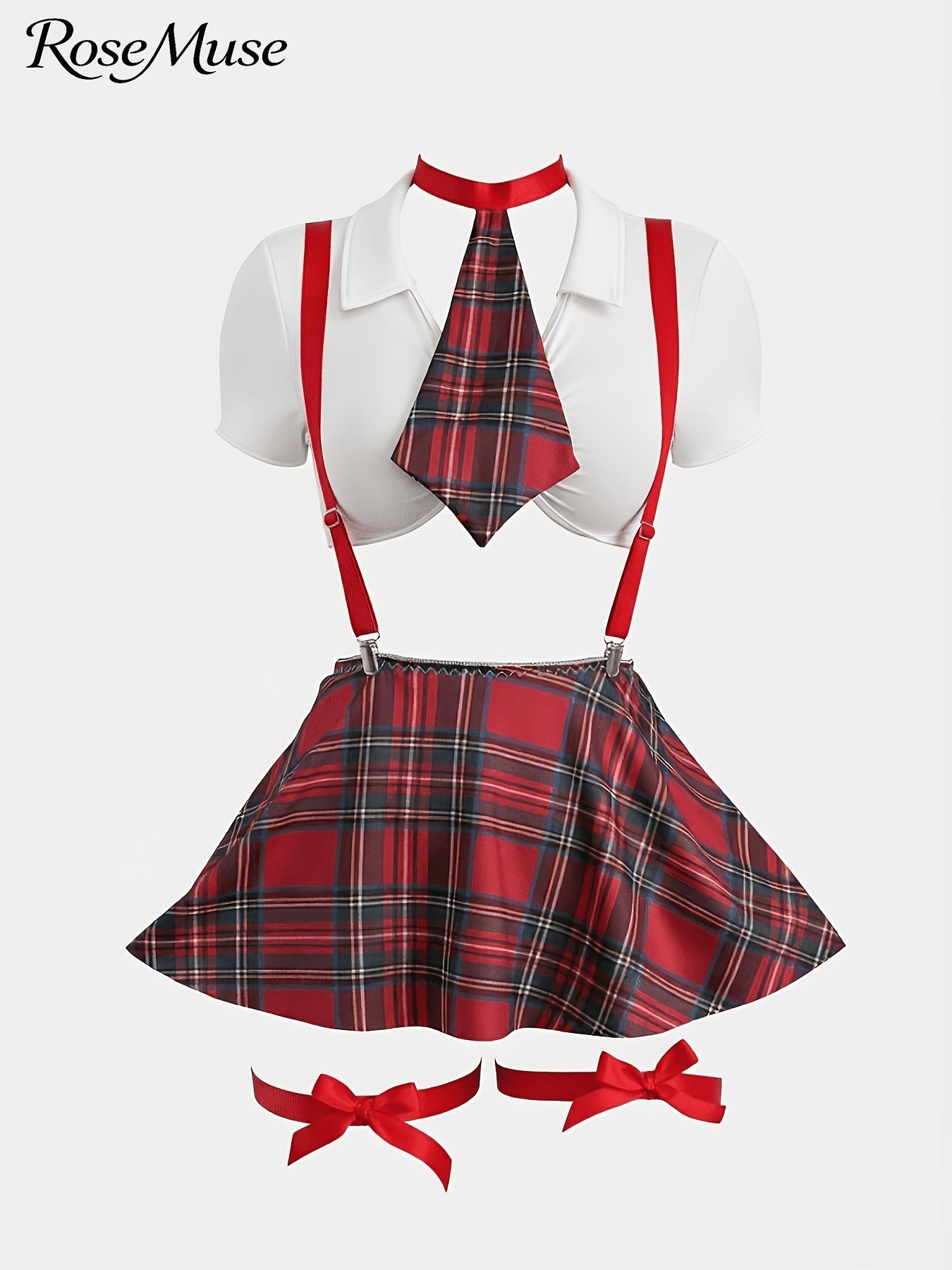 Women's Two-Piece Outfit Set - Short Sleeve – Red / Green – view 9