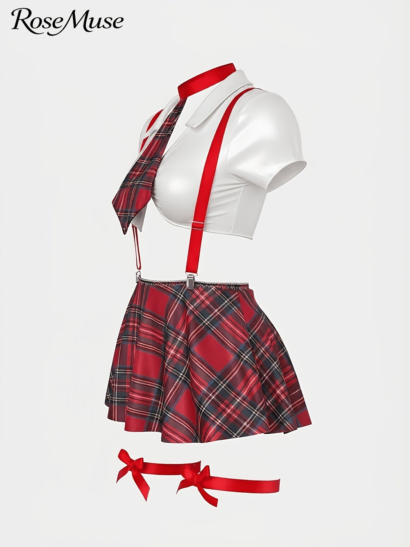 Women's Two-Piece Outfit Set - Short Sleeve – Red / Green – view 10