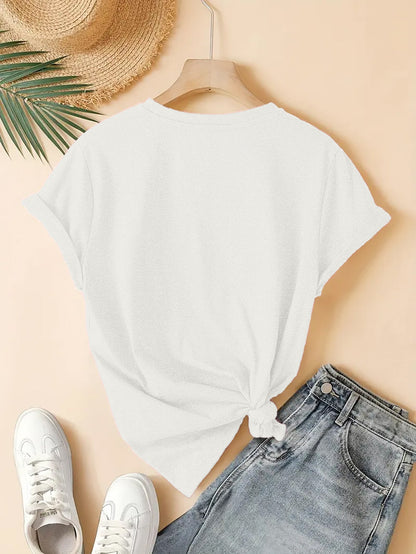 Women's Two-Piece Outfit Set - Short Sleeve – White / Black detail view