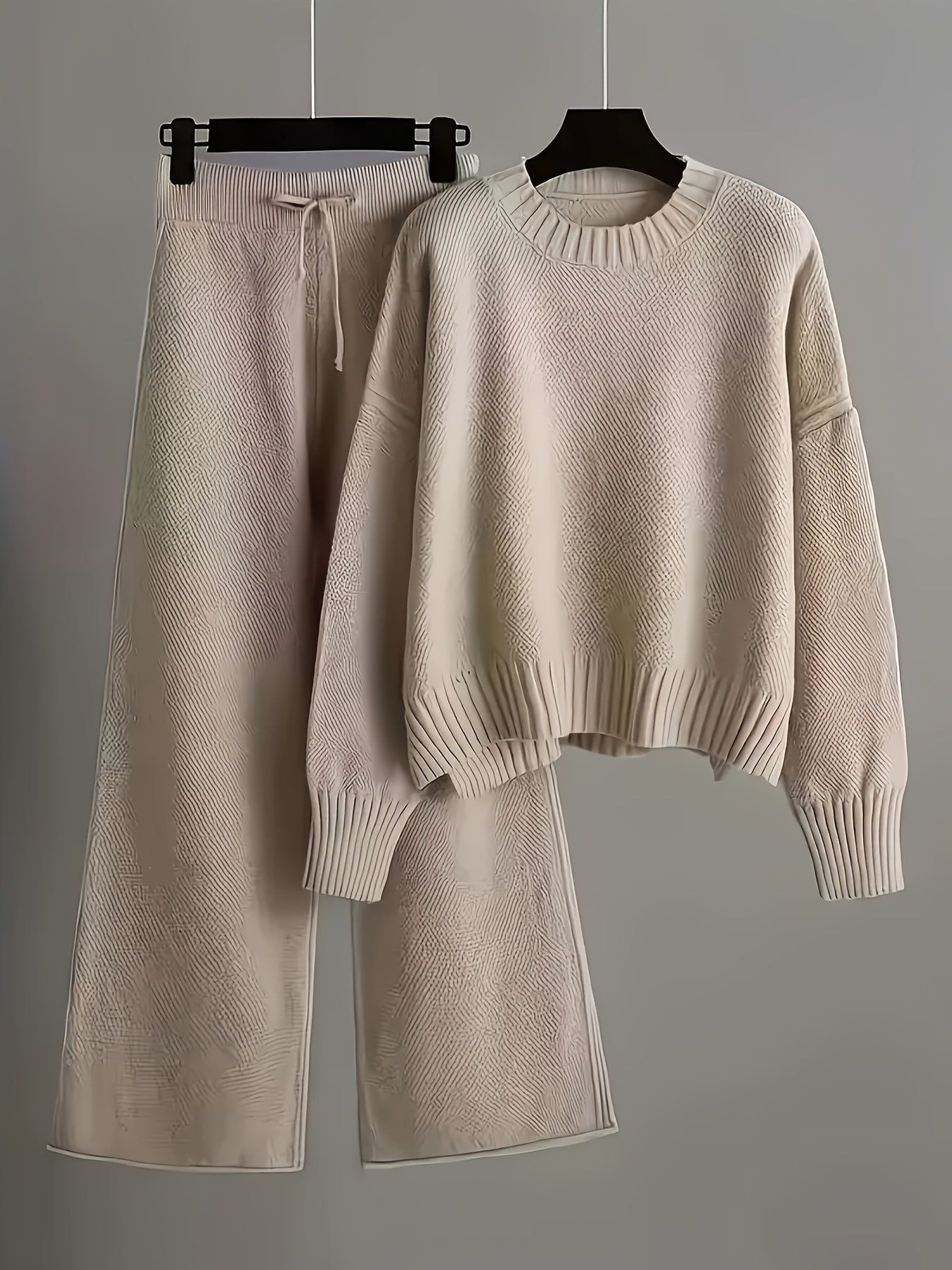Women's Two-Piece Pants Set - Casual Knit Style 68 detail view