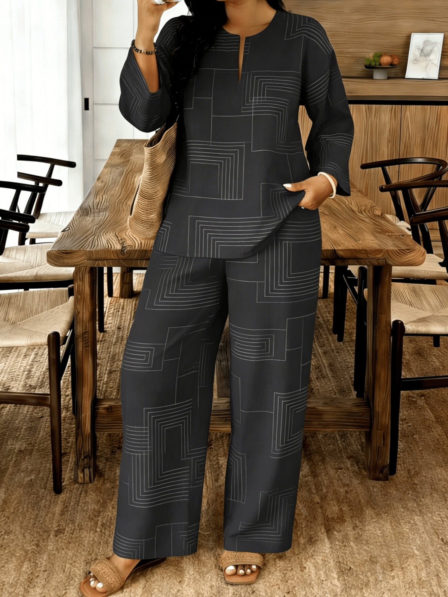 Women's Two-Piece Pants Set - Casual Matching Style 30 detail view