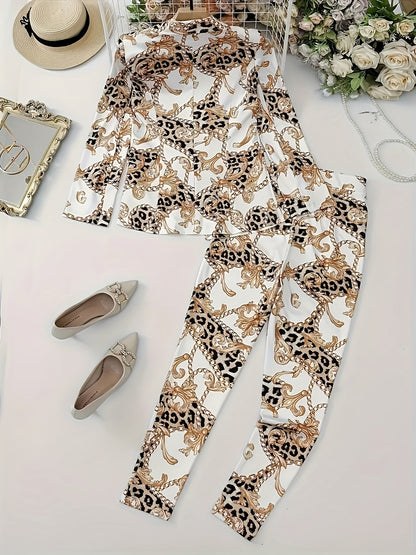 Women's Two-Piece Pants Set - Casual Printed Style 22 detail view