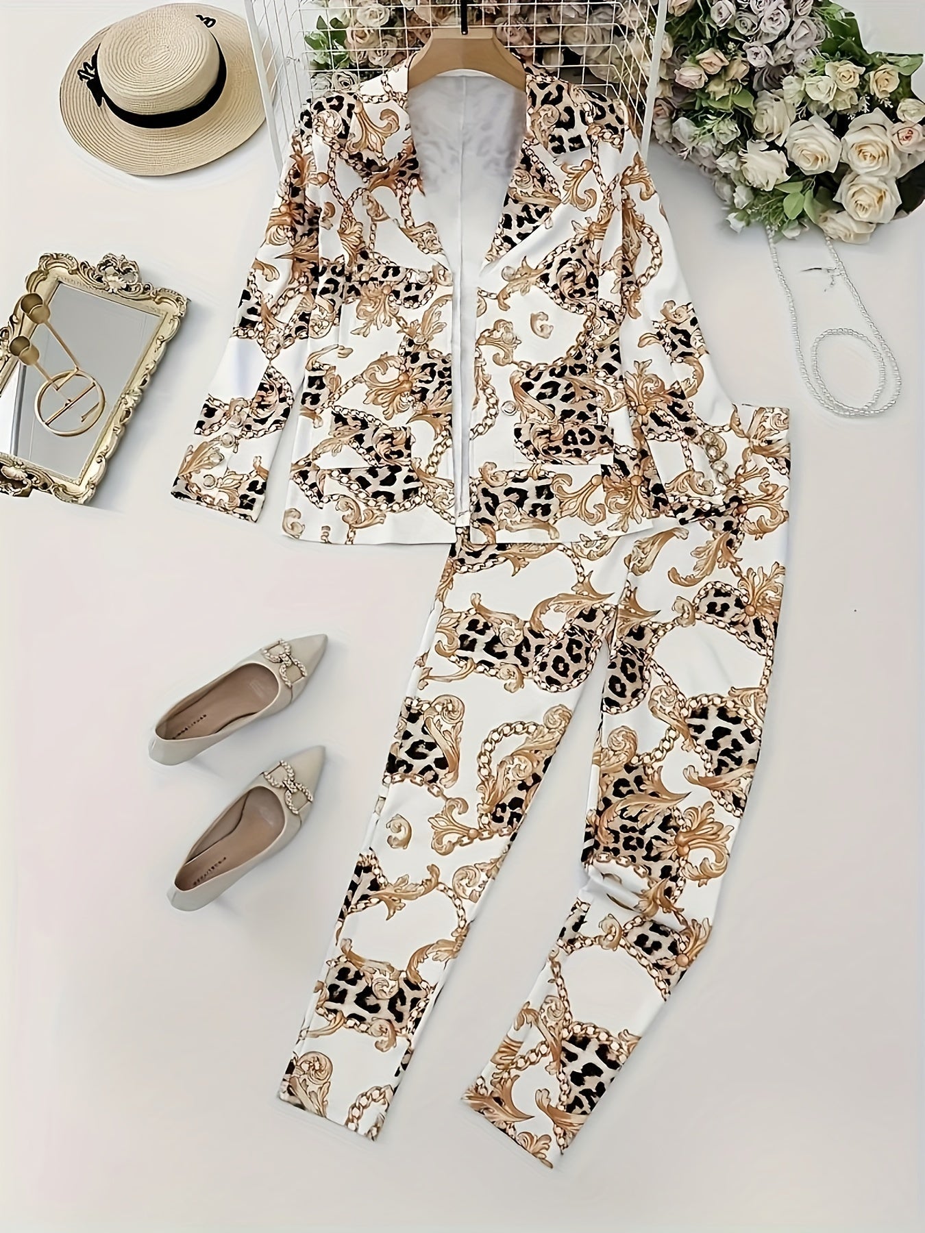 Women's Two-Piece Pants Set - Casual Printed Style 22 detail view