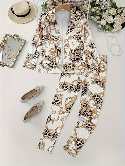 Women's Two-Piece Pants Set - Casual Printed Style 22 detail view