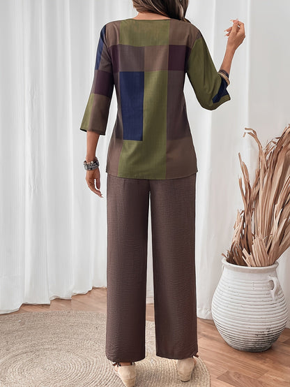 Women's Two-Piece Pants Set - Casual Printed Style 32 detail view