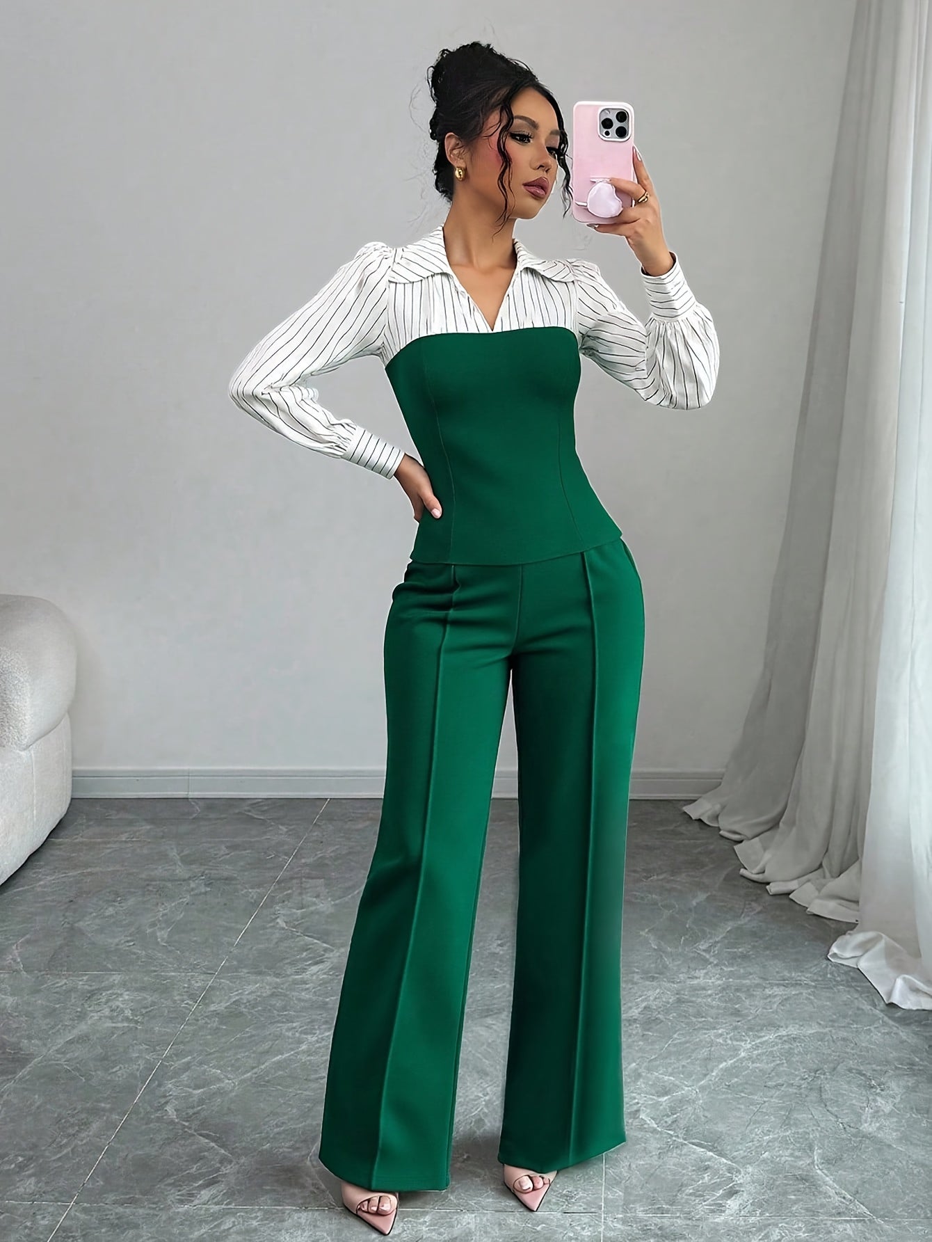 Women's Two-Piece Pants Set - Casual Printed Style 34 detail view