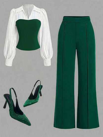 Women's Two-Piece Pants Set - Casual Printed Style 34 detail view