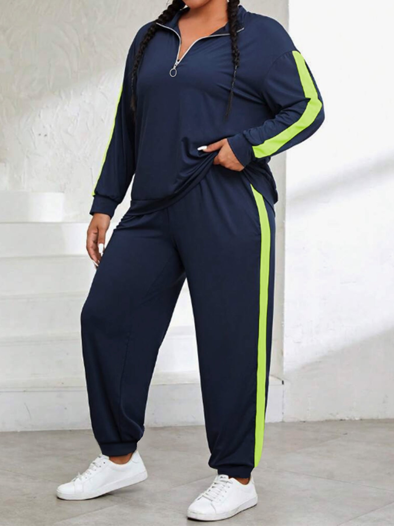 Women's Two-Piece Pants Set - Color Block – 6-Color Selection – view 10