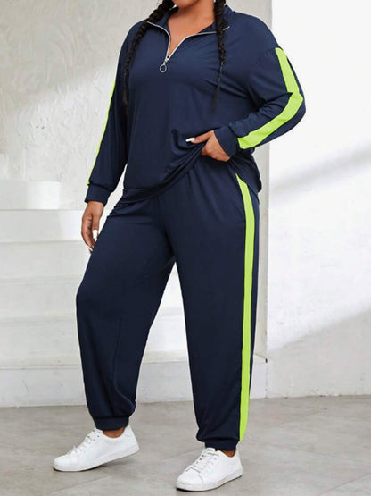 Women's Two-Piece Pants Set - Color Block – 6-Color Selection – Green option – main product image
