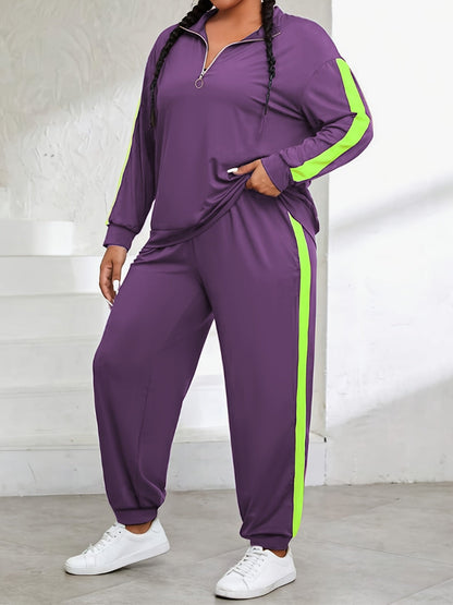Women's Two-Piece Pants Set - Color Block – 6-Color Selection – Green option – view 4