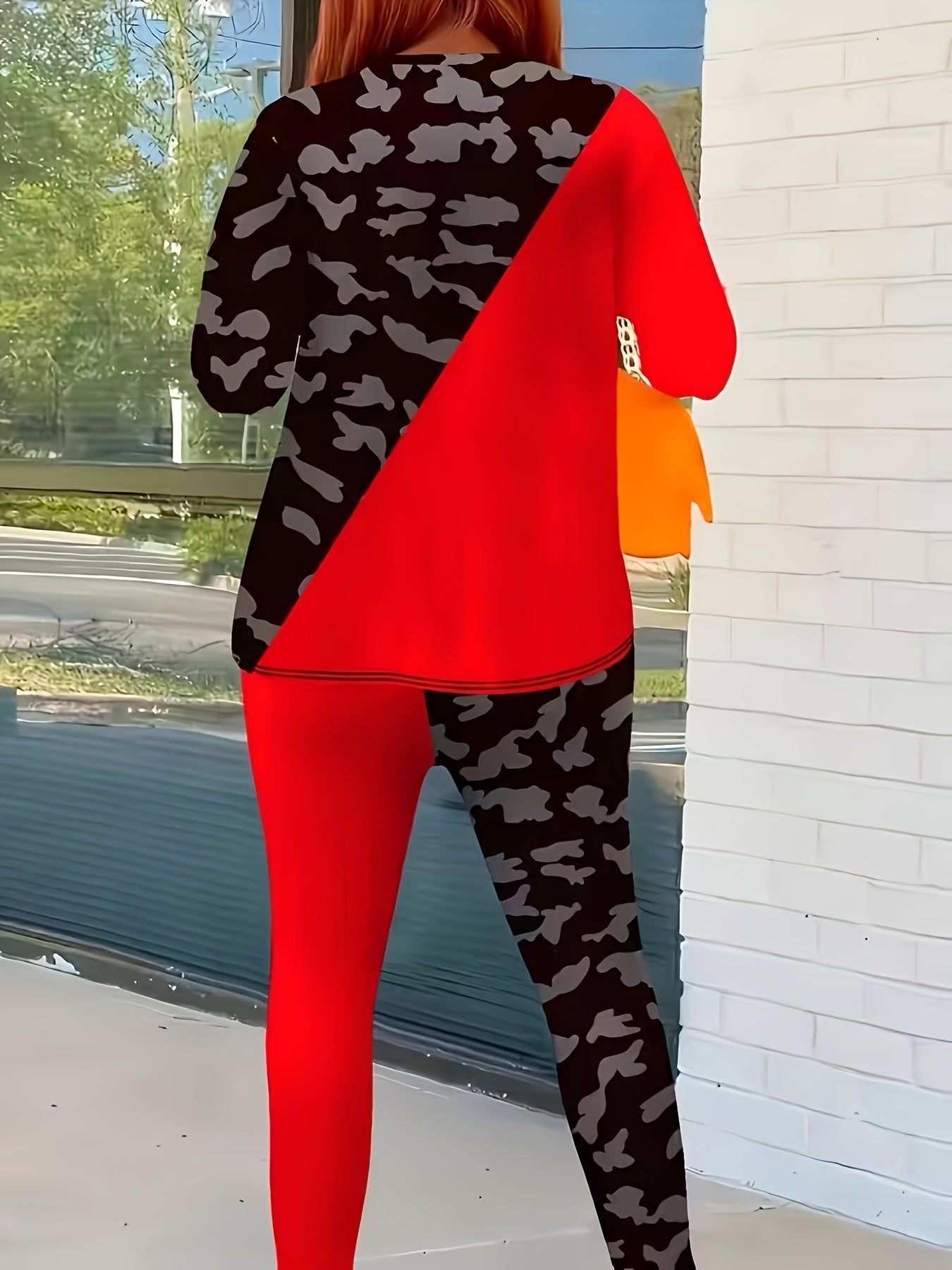 Women's Two-Piece Pants Set - Color Block Casual Matching Outfit – Sizes S–XXL detail view