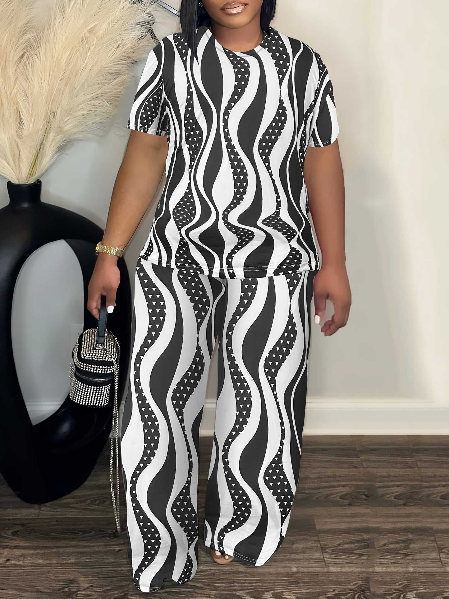 Women's Two-Piece Pants Set - Color Block – Multicolor Colorway 95653 detail view