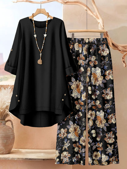 Women's Two-Piece Pants Set - Floral Print – Sizes 0XL–5XL – view 11