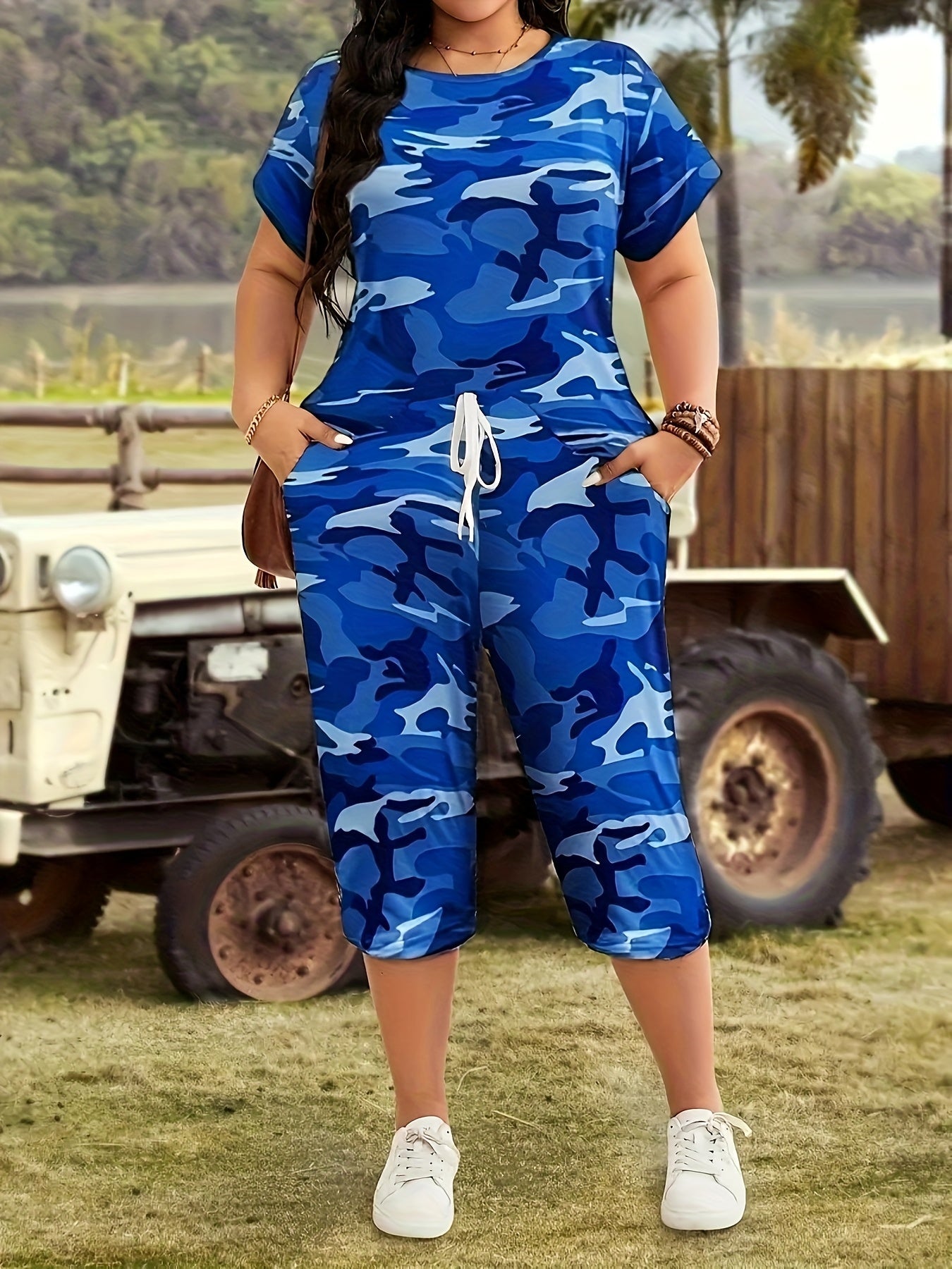 Women's Two-Piece Pants Set - Graphic Print – 30-Variant Selection – view 7