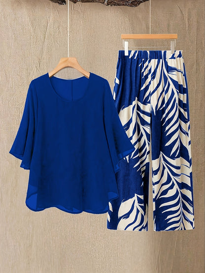 Women's Two-Piece Pants Set - Graphic Print – 5-Color Selection – Black option – view 2