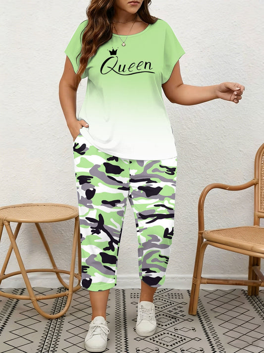 Women's Two-Piece Pants Set - Graphic Print – Black / Pink – Black option – main product image