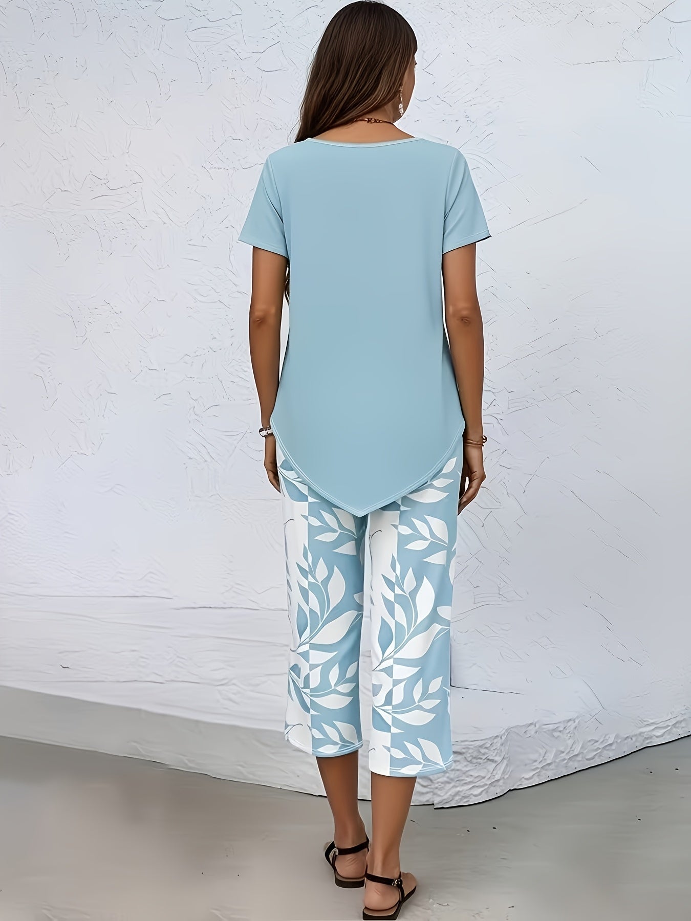 Women's Two-Piece Pants Set - Graphic Print Casual Matching Outfit – Sizes 1XL–5XL detail view