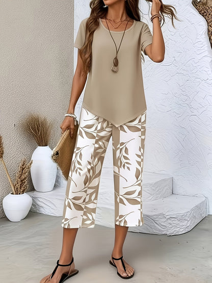 Women's Two-Piece Pants Set - Graphic Print Casual Matching Outfit – Sizes 1XL–5XL detail view