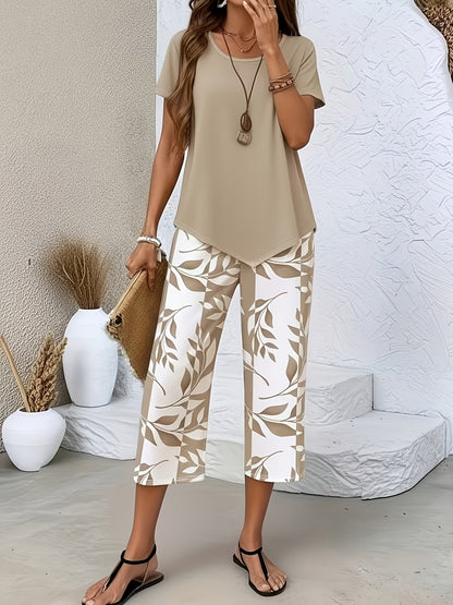 Women's Two-Piece Pants Set - Graphic Print Casual Matching Outfit – Sizes 1XL–5XL detail view