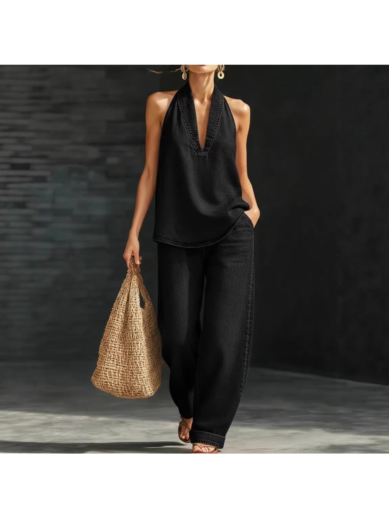 Women's Two-Piece Pants Set - Graphic Print – Sizes L–XXL detail view