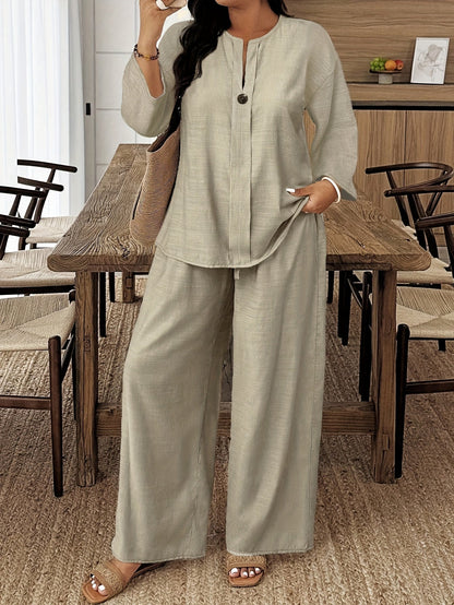 Women's Two-Piece Pants Set - Graphic Print Vacation Matching Outfit detail view