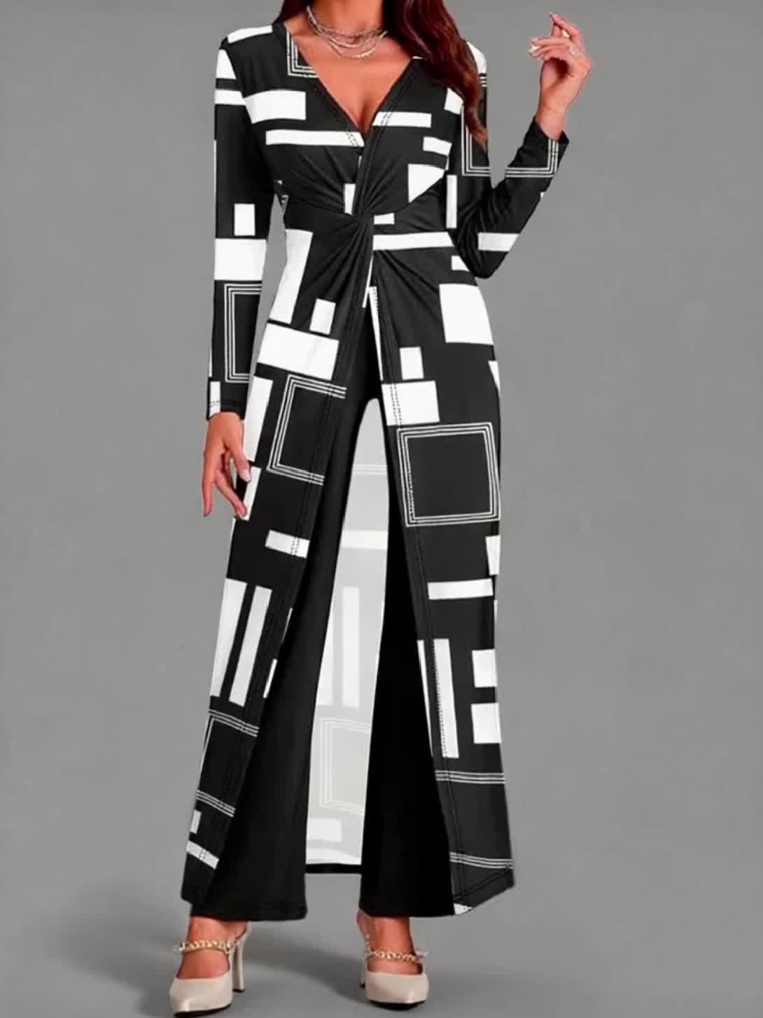 Women's Two-Piece Pants Set - Knit Casual Matching Outfit – Sizes S–XL detail view