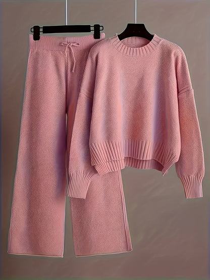 Women's Two-Piece Pants Set - Ribbed Casual Matching Look detail view