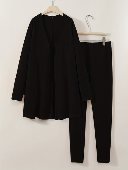Women's Two-Piece Pants Set - Solid Color – Black / Red detail view