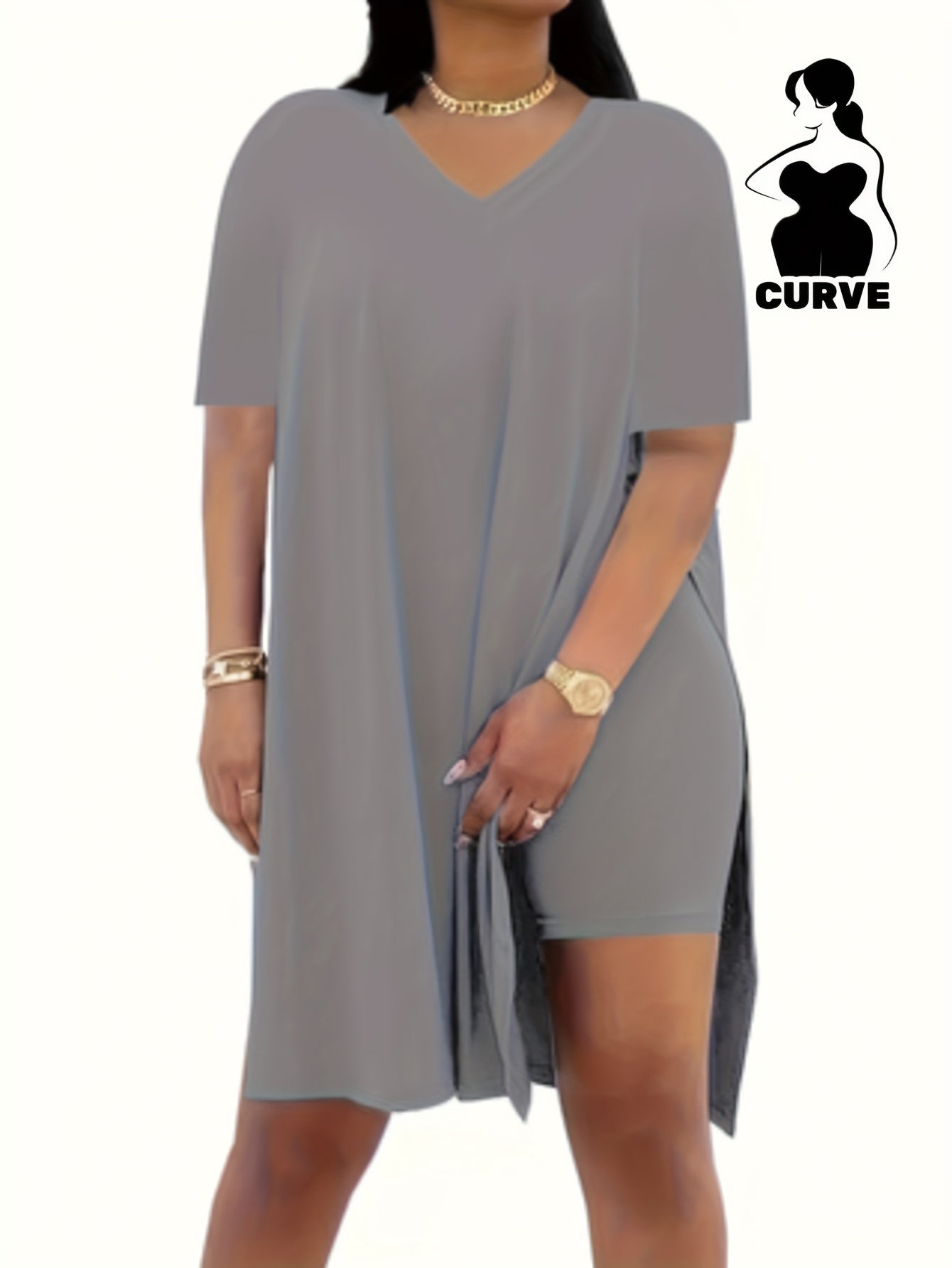 Women's Two-Piece Pants Set - Solid Color – Black Short-Sleeve Belted – view 10