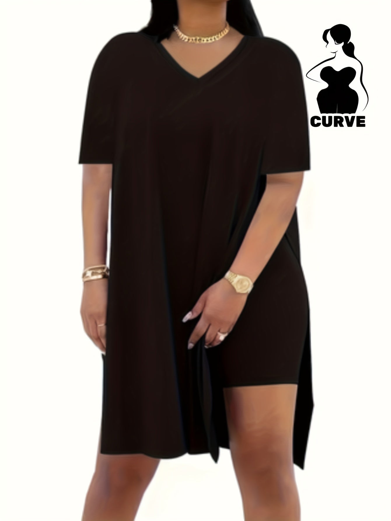 Women's Two-Piece Pants Set - Solid Color – Black Short-Sleeve Belted – Black option – view 3