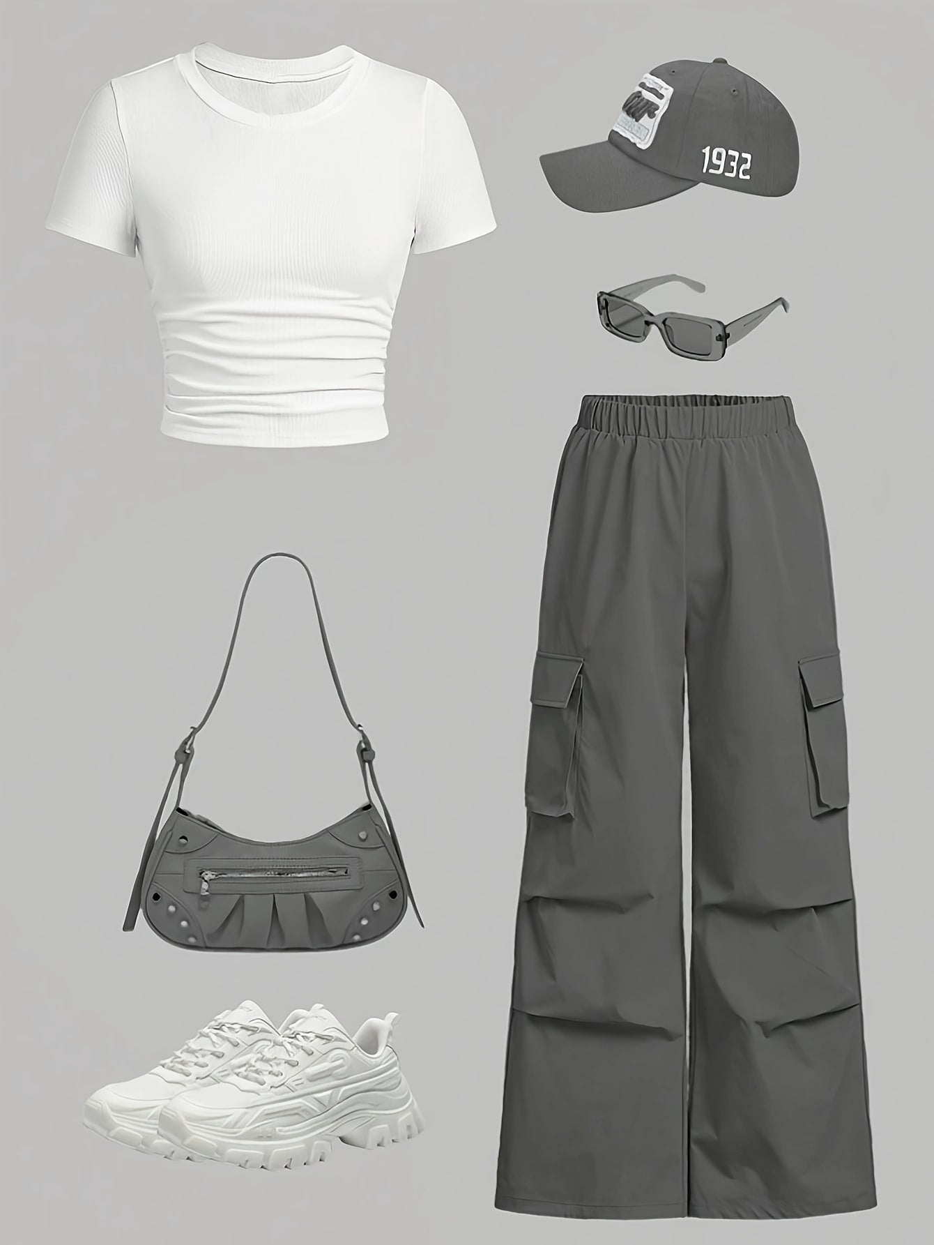 Women's Two-Piece Pants Set - Solid Color – Olive / Navy Color detail view