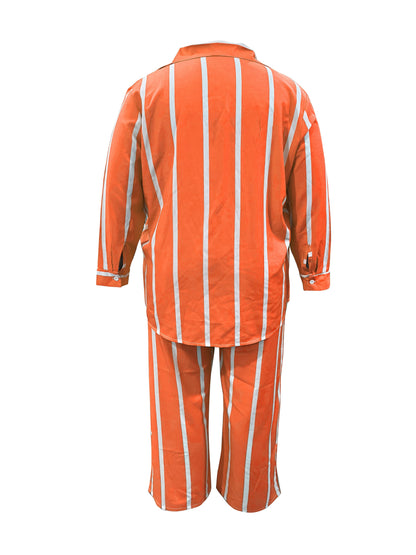 Women's Two-Piece Pants Set - Striped Casual Matching Outfit – Sizes 0XL–3XL detail view