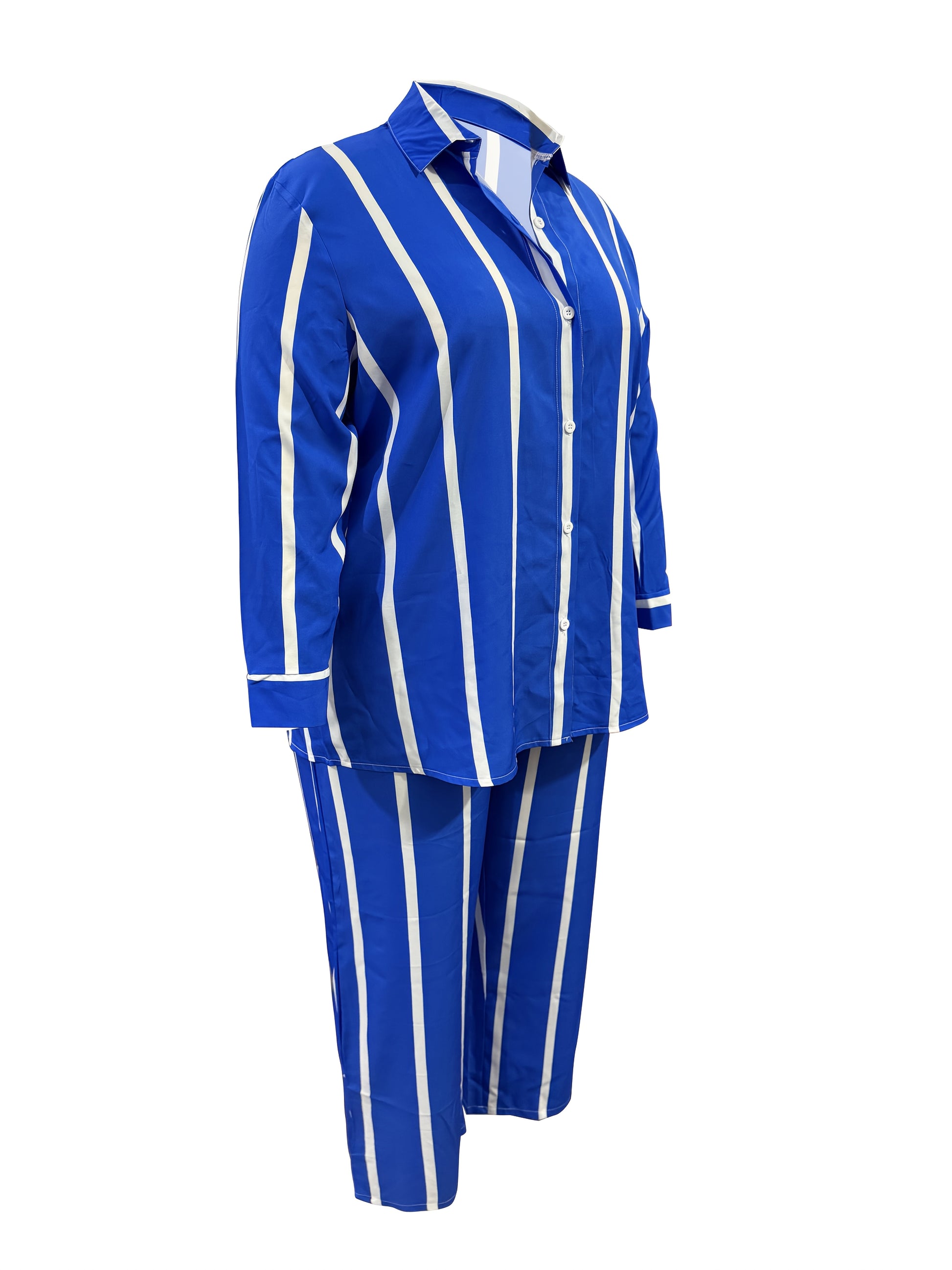 Women's Two-Piece Pants Set - Striped Casual Matching Outfit – Sizes 0XL–3XL – view 13