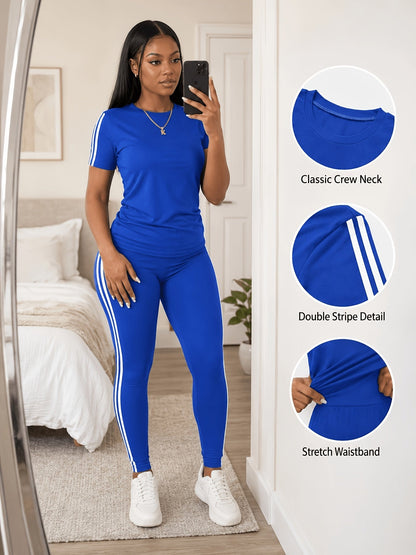 Women's Two-Piece Pants Set - Striped Casual Matching Outfit – Sizes S–XXL detail view