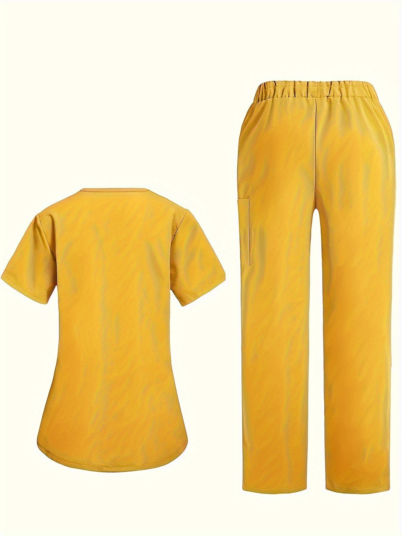 Women's Two-Piece Scrub Set - V-Neck Workwear Matching Look detail view