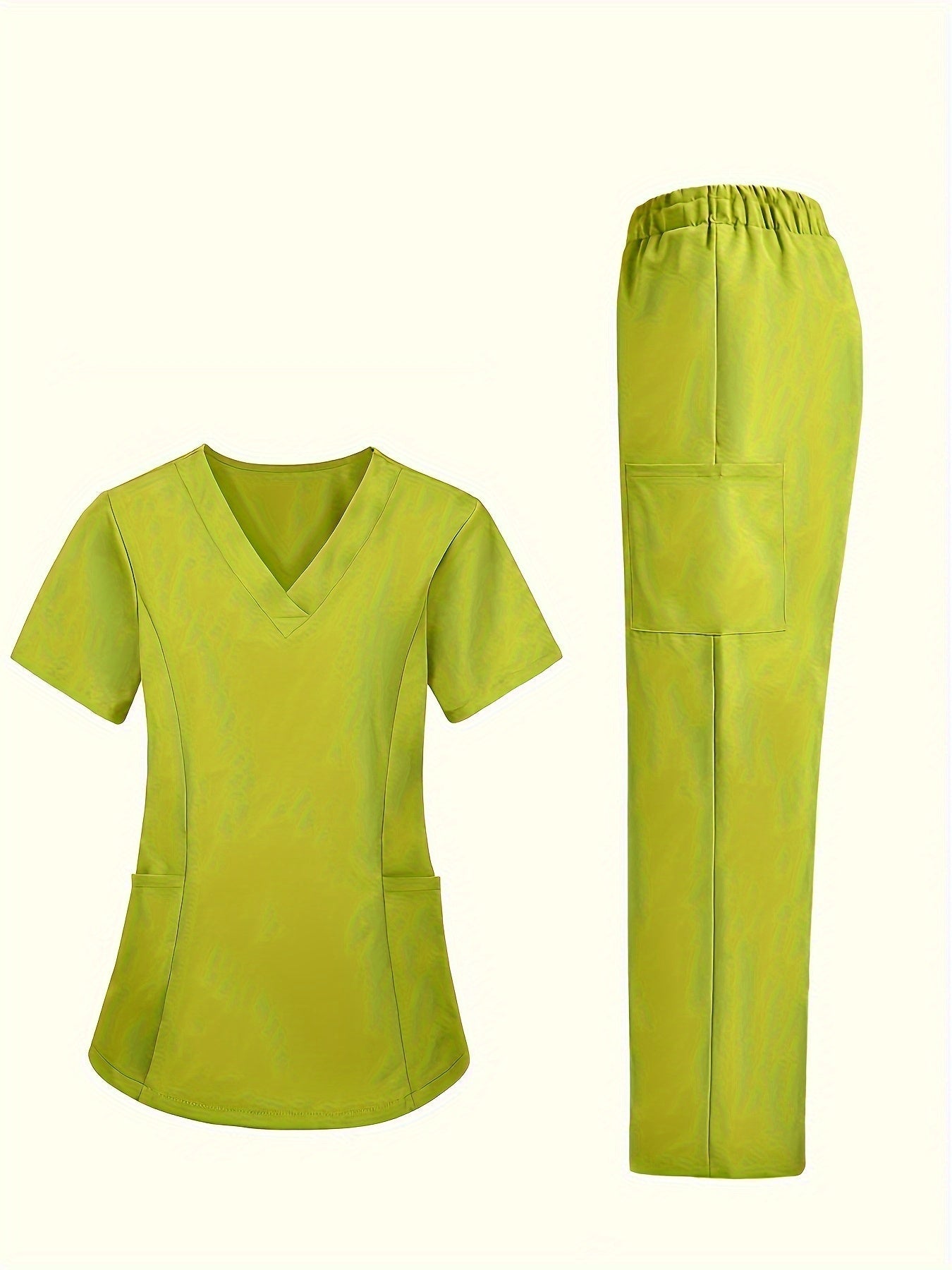 Women's Two-Piece Scrub Set - V-Neck Workwear Matching Look detail view