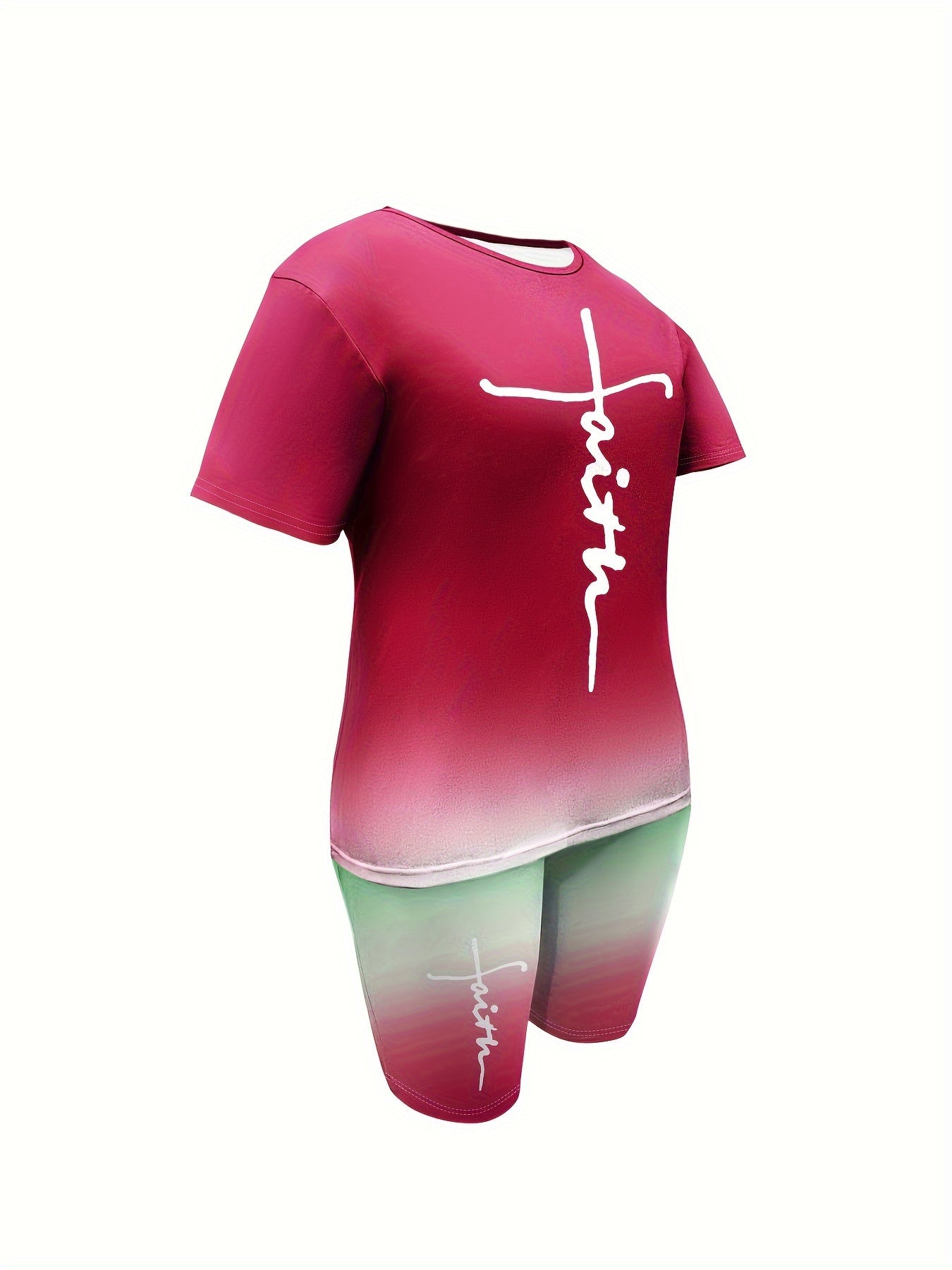 Women's Two-Piece Shorts Set - Graphic Print – Dark Pink detail view