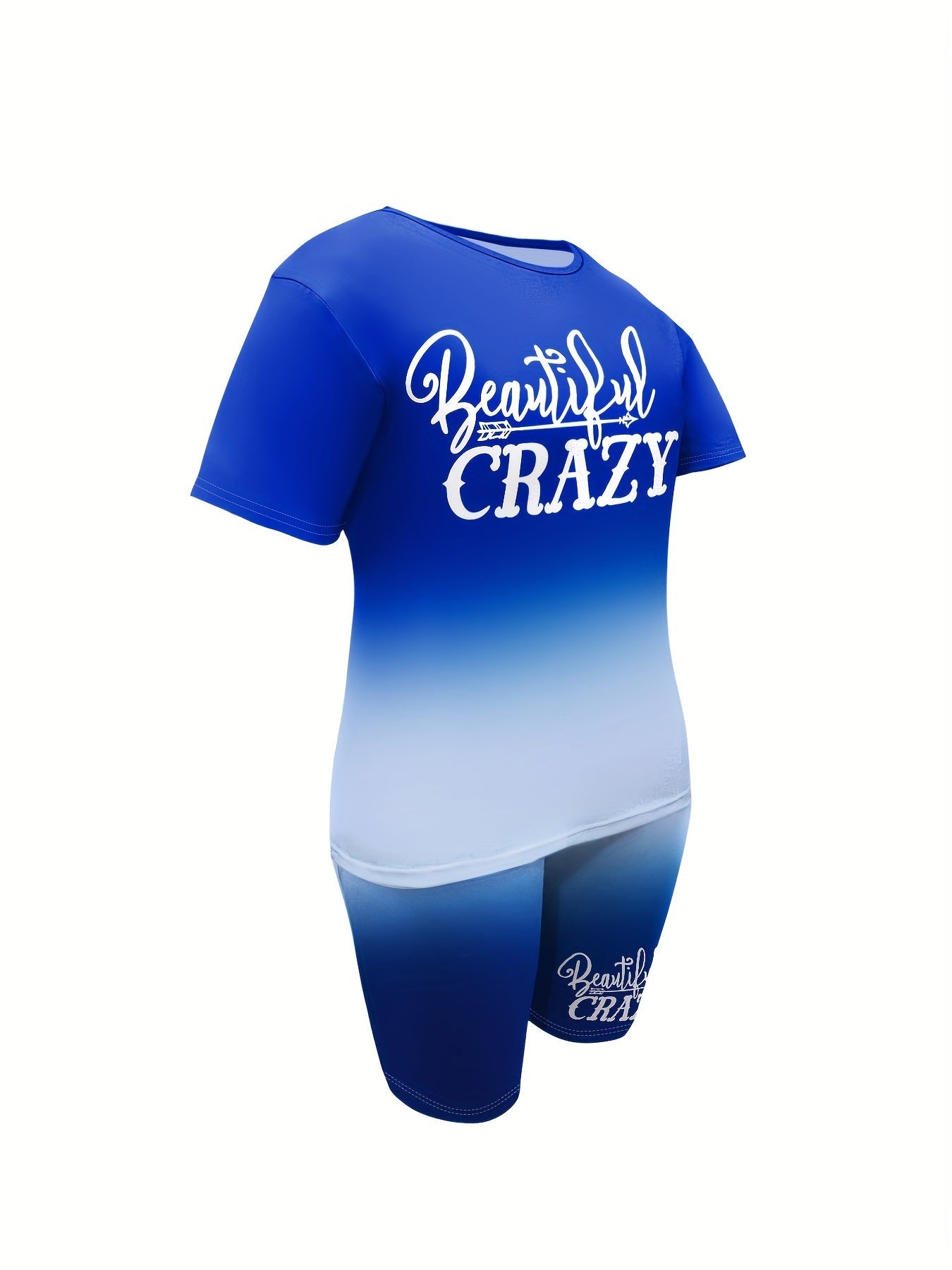Women's Two-Piece Shorts Set - Graphic Print – Sky Blue detail view