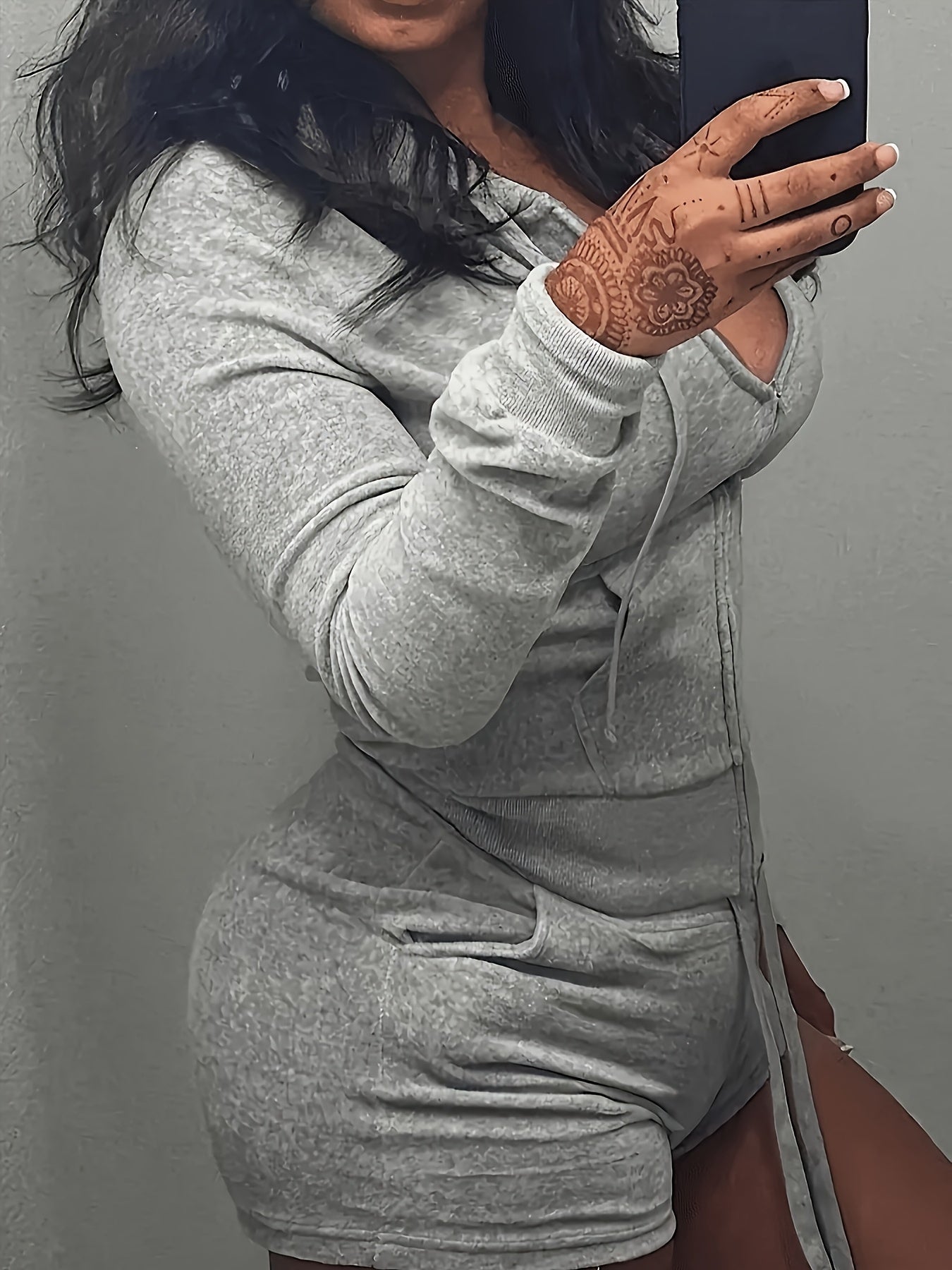 Women's Two-Piece Shorts Set - Knit Casual Matching Outfit – Silvery Grey detail view