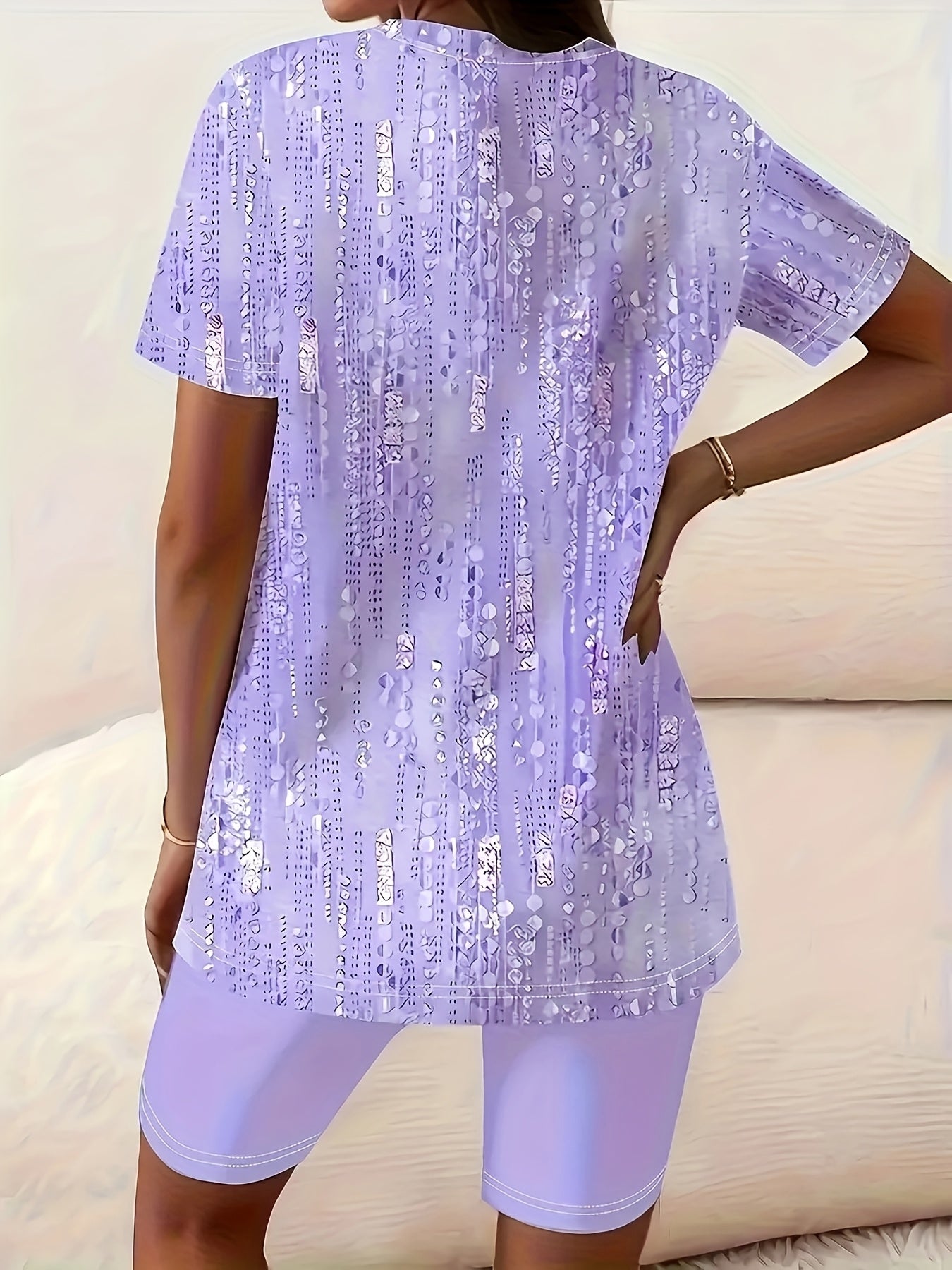 Women's Two-Piece Shorts Set - Knit Casual Matching Outfit – Sizes 0XL–5XL – view 12