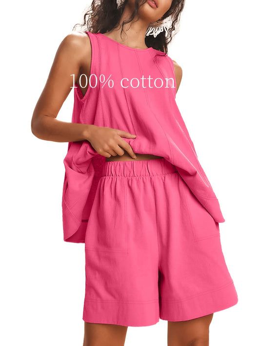 Women's Two-Piece Shorts Set - Solid Color – Beige / Tan – Beige option – main product image